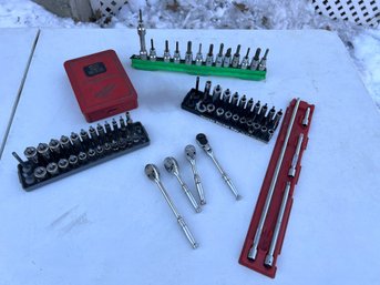 G/ Snap-on And Craftsman Tool Lot: Ratchets, Socket Sets, Drive Extensions, Drive Bits Etc