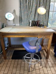 K/ Huge Drafting Table With Chair And Accessories