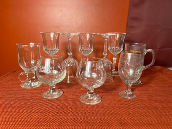 DR/ 10pcs - Assorted Glass Drink-ware: Wine, Snifters, Coffee