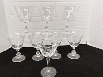 CR/A 7pcs - Crystal Etched Wine Glasses And 1 Etched Martini Glass