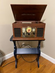 3B/ 2pcs - Victrola Retro Turntable, Disc Radio, Cassette Player And Blue Table