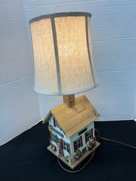 CR/A - 'House' Lamp With Shade - Base Is A Country Store, Beige Shade - Unique!