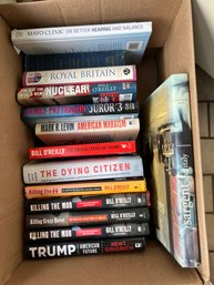 K/ Box - Assorted Books: Mostly Politics And History - Trump, O'Reilly, Sargent In Italy Etc