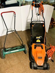 M/ 3pcs - Black & Decker Electric Lawnmower And Scotts 18' Push Mower