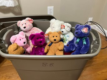 3B/ Bin #1 - 'TY' Beanie Babies - Pretty Colors, Larger Sized - Tags On