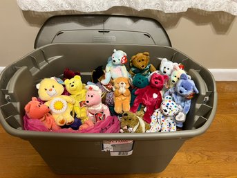 3B/ Bin #2- 'TY' Beanie Babies And Care Bears - Beautiful Colors, Smaller Sized