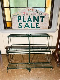 M/ 2pcs - 3 Tier Green Metal Rectangular Planter Stand & Hand Painted 2 Sided Wood Plant Sale Sign