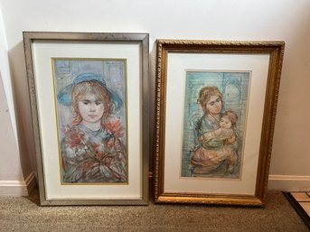 DR/ 2pcs - Edna Hibel: 1) Margaret And Nicki, 2) Young Girl - Framed Prints