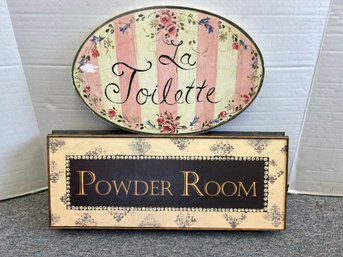 AD/A  2pcs - Bathroom Art: 'la Toilette' And 'Powder Room' Signs