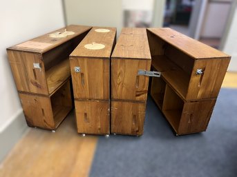 N/ 2 Handy Rolling Lockable Wood Storage Cabinets