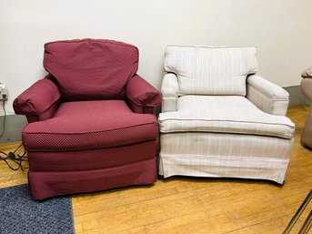 N/ 2  Cute Small Comfy Upholstered Armchairs: Drexel Heritage Etc