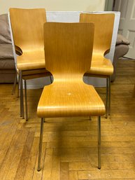 N/ Set Of 6 Stackable Blonde Bentwood Chairs By Target Home