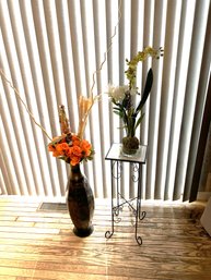 K/ 5pcs: Tall Vase, Plant Table Glass Dish, Faux Flowers