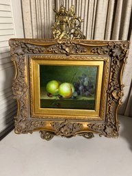 DR/ 2pcs - Vintage Art Nouveau Easel And Painting By W. Jenkins (?) With Gorgeous Ornate Frame