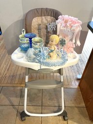K/ 6pcs: Baby Bundle: Kids II High Chair With Cloth Insert And 5pt Harness, Assorted Baby Shower Decorations