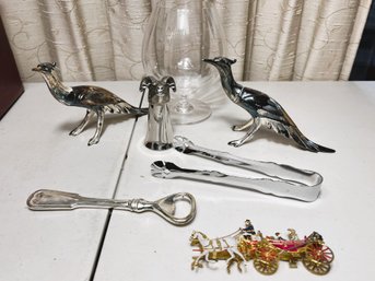 DR/ Box 7pcs - Unique Silver Plate Pheasant S&P, Rams Head Jigger And More