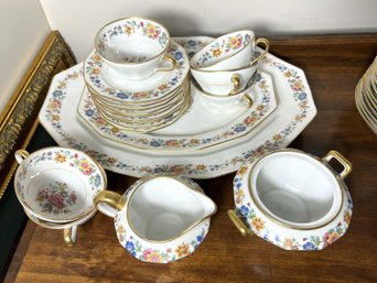 DR/ 18pcs - C. Ahrenfeldt 'Limoges' Floral Tea Set And Serving Pieces