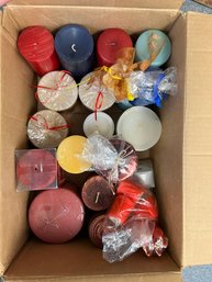 AD/A - Box Of Miscellaneous Scented Candles In Various Sizes And Shapes