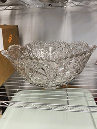 AD/A 7pcs - Vintage Pressed Glass Punch Bowl With 6 Cups