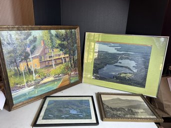 1B/ 4pcs - Framed Lake Inspired Art: Denis Chasse, J W Sargent Etc