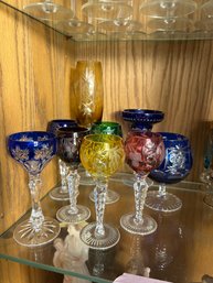 DR/ 9pcs - Gorgeous Cut To Clear Stemware Lot