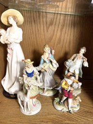 DR/ 5pcs - Ceramic Figurine Lot: Armani, Lefton, Dresden, German