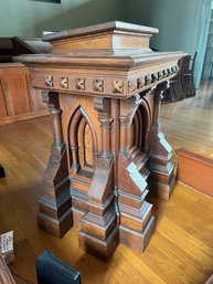 S/ Majestic Ornately Carved Large Wood Podium/Pulpit - W Gorgeous Detail!