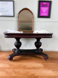 S/ 4pcs - Beautiful Vintage Wood Foyer Accent Table And Mirror