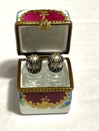 DR/ Limoges Chest Trinket Box With 2 Tiny Perfume Flasks Inside