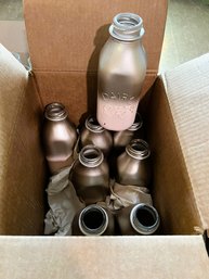 M/ Box 8pcs - Pretty Bronze & Pink Color Painted Dairy Milk Bottles Used As Vases