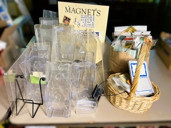 M/ Retail Acrylic Display And Price Sticker Lot And Triangle Magnet Stand