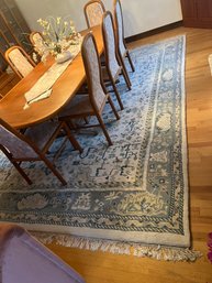DR/ Ivory Tan And Light Blue Lovely Patterned Rug