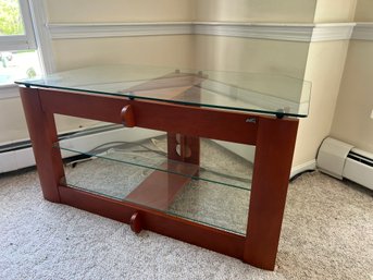 FR/ Attractive Contemporary Bell'O Glass And Wood TV-media Console