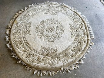 C/ Beautiful Round Beige/Ivory Accent Rug With Felt Pad
