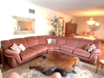LR/ 9pcs - Fabulous MCM Pink Fabric Low 3 Piece Sectional Sofa 1983 Carsons Furniture.