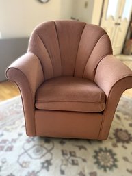 LR/ MCM Pink Fabric Swivel Club Chair 1983 Carsons Furniture