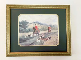 FR/ Framed Fred Groves 'Follow The Path' -  British Fox Hunting Print Of Watercolor