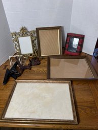 DR/ 2boxes - 11pcs - Wood Fabric And Metal Picture Frames And Stands Bundle