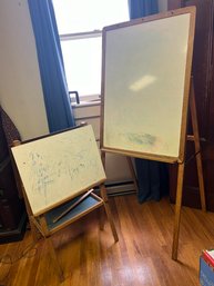 MU/ 2pcs - Large 1 Sided White Board Easel & Medium Chalk Board/White Board Easel With Tray