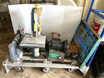 P/ 4pcs - Belt Sander, 2 Scroll-band Saws And Wheeled Cart