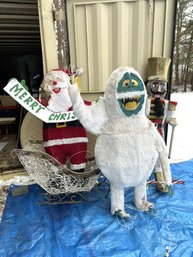 P/ 4pcs - Outdoor Lighted Christmas Decorations: Soldier, Abominable  Snow Monster, Santa, Sleigh