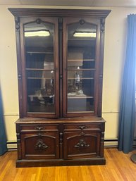 MU/ 2 Piece Majestic Antique Bookcase/Cabinet With Ornate Detailing