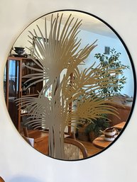 DR/ Unique Round Wall Mirror With Gold Painted Fern Design