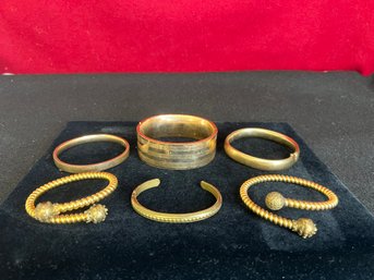 IR/ Bag 6pcs - Gold Filled Assorted Bracelets: 3 Cuffs And 3 Bangles