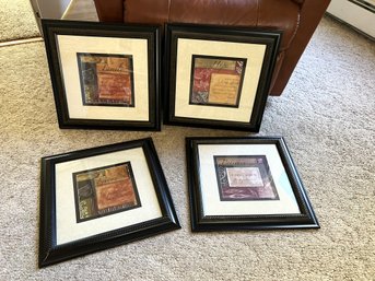 FR/ 4pcs - Set Of 4 Nicely Framed Inspirational Bible Quote Prints: 'Family', 'Hope', 'Friend', 'Patience'