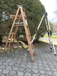 G/ 2pcs - Aluminum Folding And Wooden Step Ladders
