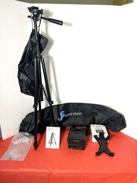 M/ Box 3pcs - Black 51' Phone Tripod, 'IPOW' IPad Tripod Mount W Box, Polaroid 660 Auto Focus