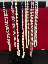 PS/ Bag 7pcs - Costume Jewelry - Chunky Necklaces, Shell, Stone Etc