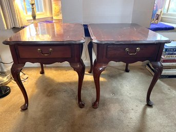 LR/ 2 Pcs - Pair Of Ethan Allen Single Drawer Side End Tables