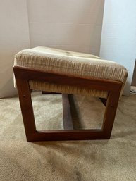 LR/ 1 Pc - Mid Century Modern Wood Frame Upholstered Foot Stool - Barbo's Furniture